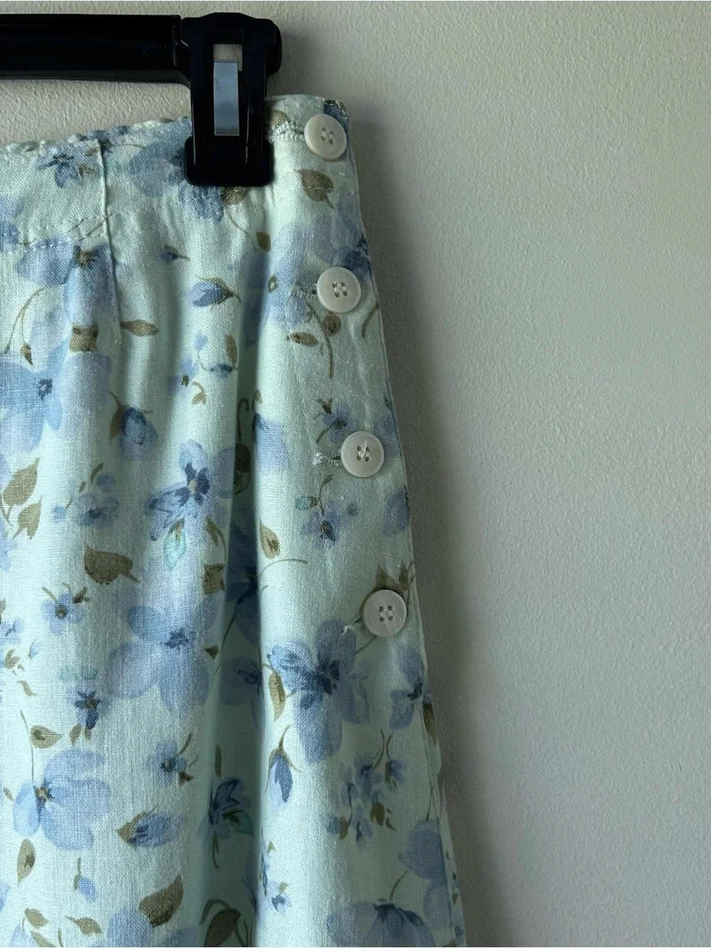 Liz Claiborne Linen Blend Floral Midi A-line Skirt Green Blue 8P - Picture 3 of 5